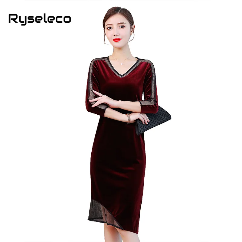 Women Fall Basic Velvet Dresses Female Vintage Elegant Plus Size Cutout Mesh Patchwork Splits Midi Pencil Casual Large Dress 3XL
Women Fall Basic Velvet Dresses Female Vintage Elegant Plus Size Cutout Mesh Patchwork Splits Midi Pencil Casual Large Dress 3XL