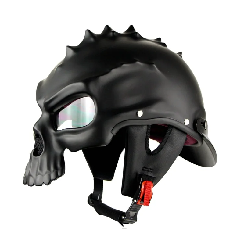 Мотоциклетный шлем двойного назначения с черепом новинка Ретро sque полулицевой