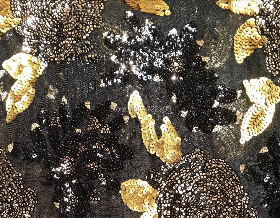 New arrival african sequins mesh lace fabric french net lace fabric gold+black color for sewing material.( HQ-15-56)
New arrival african sequins mesh lace fabric french net lace fabric gold+black color for sewing material.( HQ-15-56)