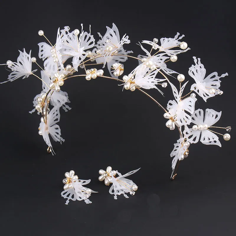 2018 New Handmade butterfly haribands crown pierced head accessories hoop for brides | Украшения и аксессуары