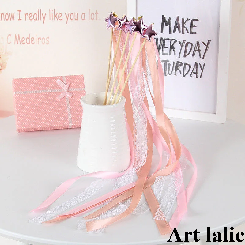 10pcs Star Crown Fairy Wand Lace Ribbon Streamers Wedding Magic Wands Wood Stick Bells Confetti Party Team Bride Prop Decoration
10pcs Star Crown Fairy Wand Lace Ribbon Streamers Wedding Magic Wands Wood Stick Bells Confetti Party Team Bride Prop Decoration
