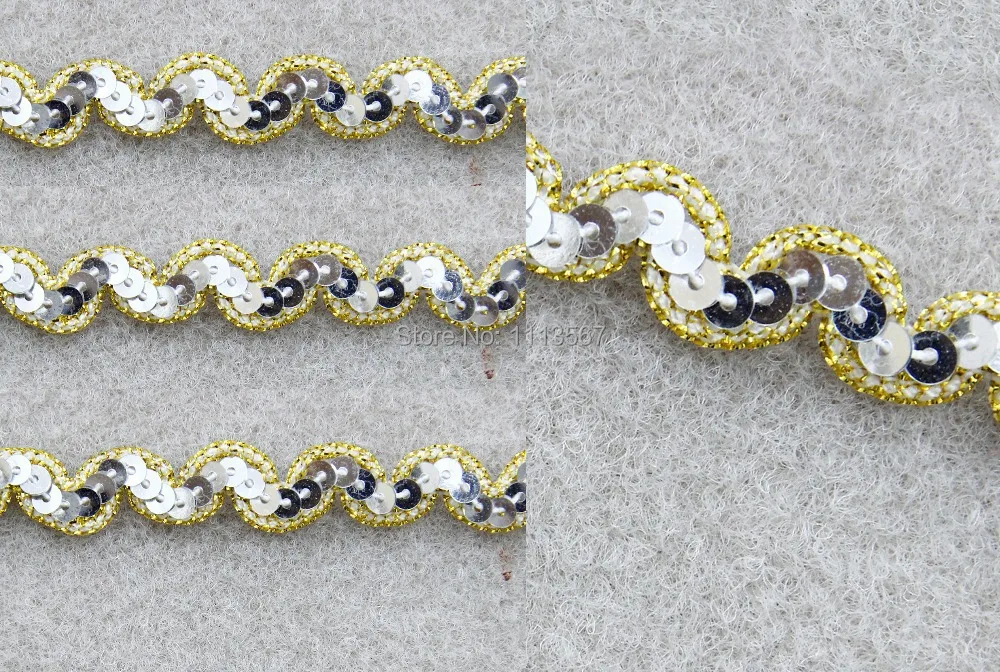 40yard Craft 1cm 1row Silver Sequin Trim S shape Braided Trim Decorated Lace Ribbon Trim For Wedding Dress Clothes Bag Trim t370
40yard Craft 1cm 1row Silver Sequin Trim S shape Braided Trim Decorated Lace Ribbon Trim For Wedding Dress Clothes Bag Trim t370