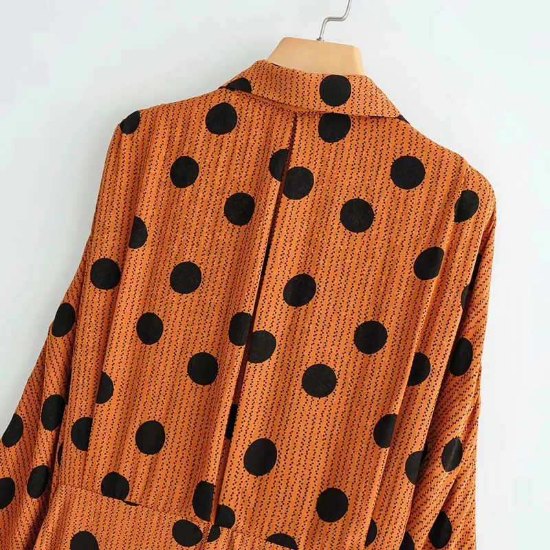 2019 New Arrival Women Polka Dots dress V-neck Long Sleeve Spring Female Dresses High Waist Fashion Vestidos | Женская одежда