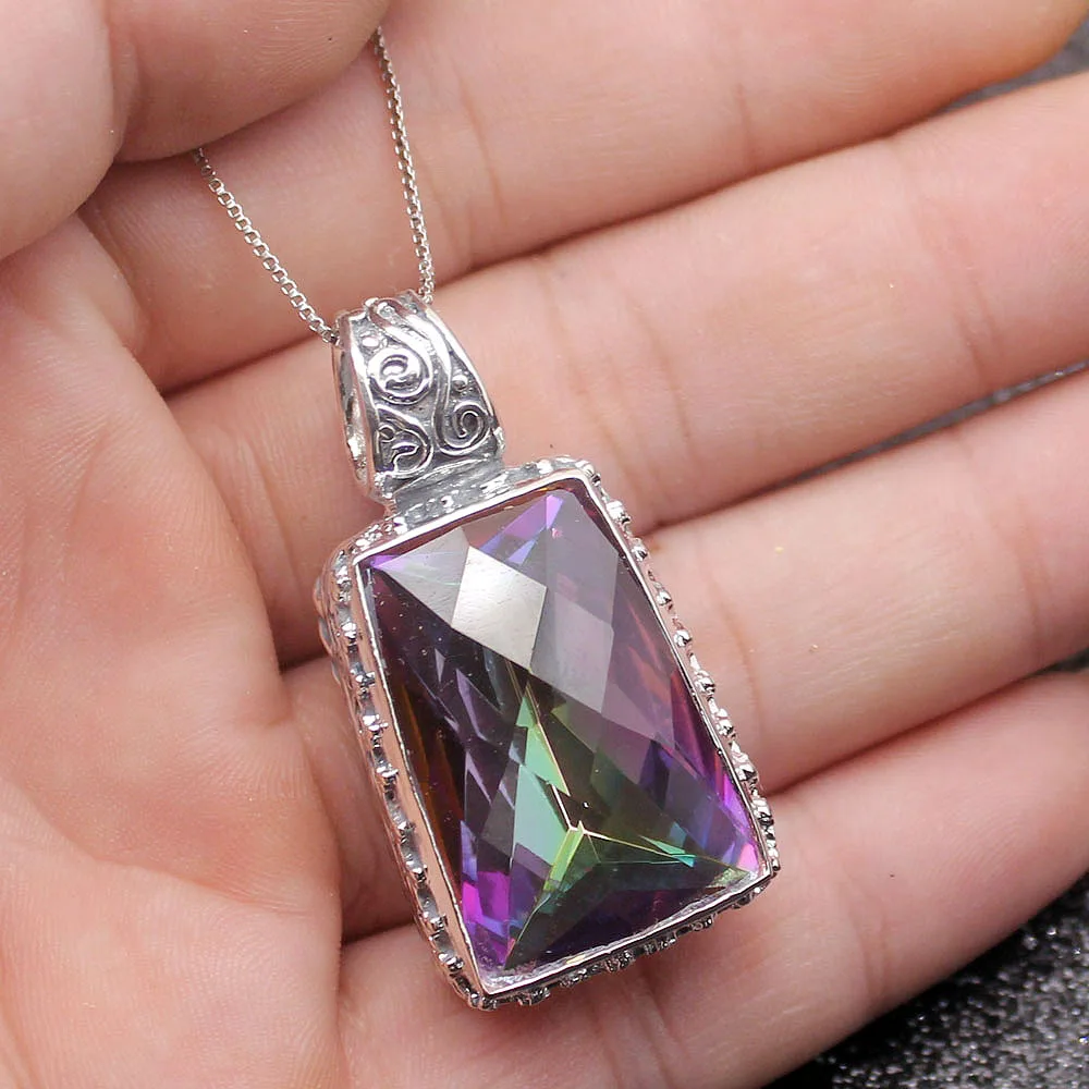 Solitaire Vintage Rainbow Fire Topaz925 Sterling Silver Color Charms Pendant Chain Necklace 20 Inch
Solitaire Vintage Rainbow Fire Topaz925 Sterling Silver Color Charms Pendant Chain Necklace 20 Inch