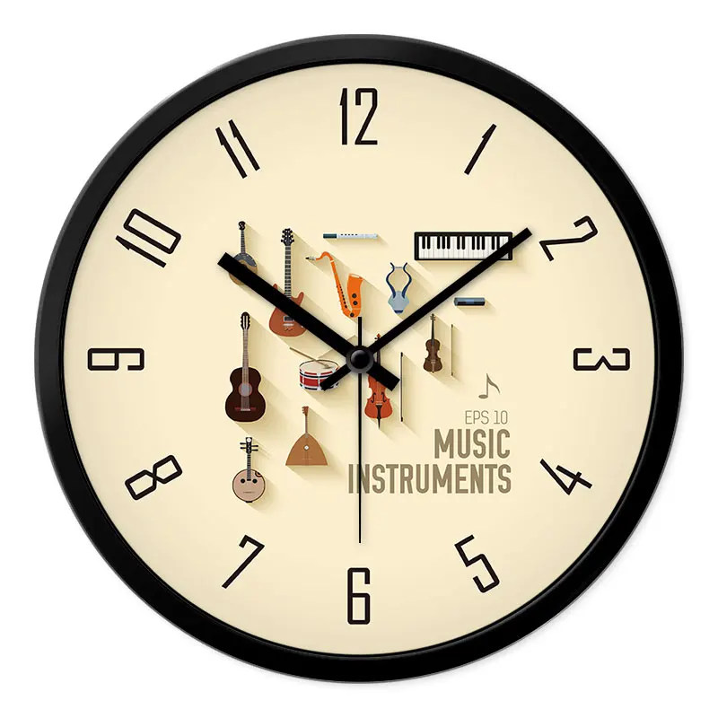 12" Cartoon Kids Round Quiet Sweep Movement Wall Clock, Black Frame and Black Hands, Music Instruments Background for Bedroom Li
12" Cartoon Kids Round Quiet Sweep Movement Wall Clock, Black Frame and Black Hands, Music Instruments Background for Bedroom Li