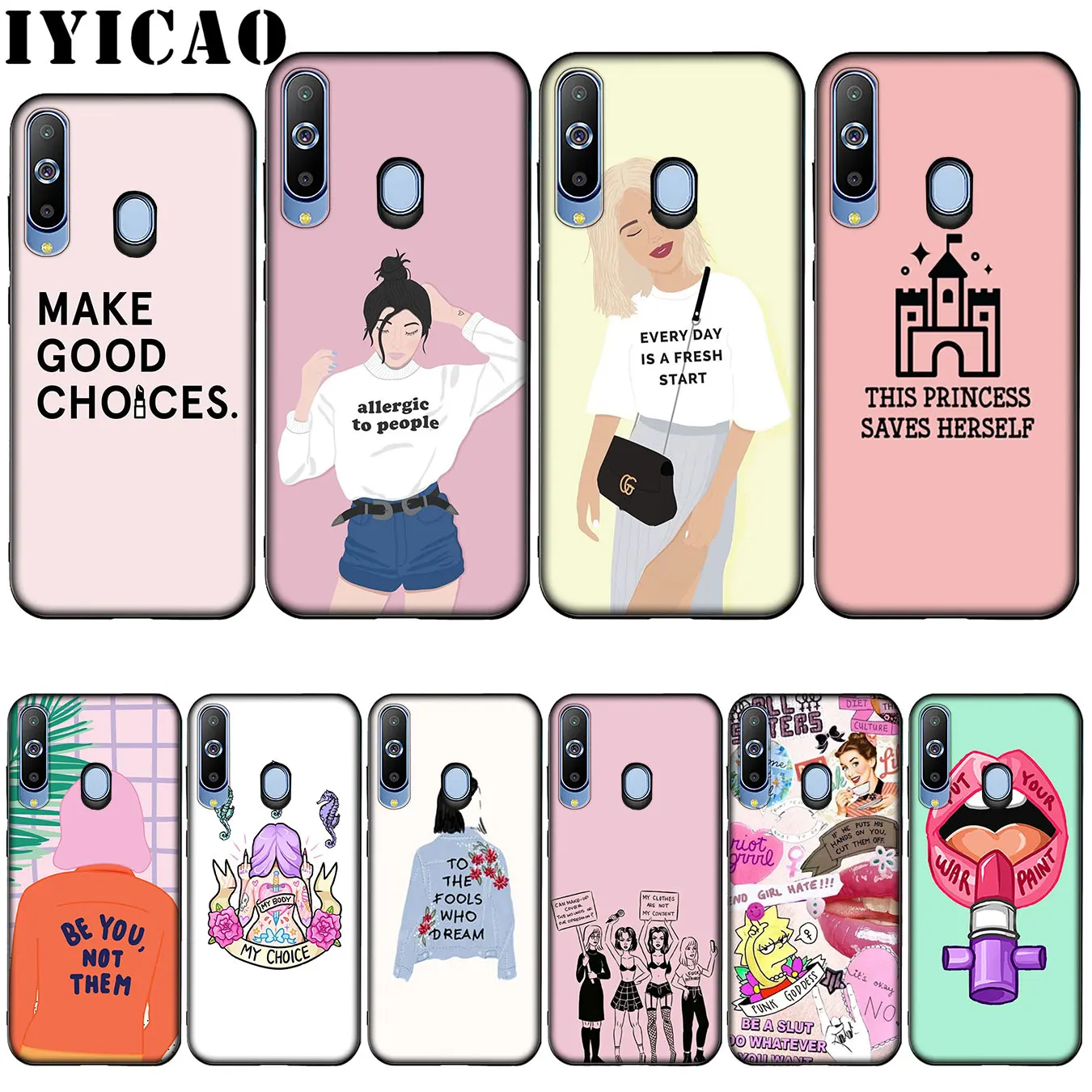 Симпатичный силиконовый мягкий чехол с логотипом феминизма IYICAO для Samsung Galaxy A10 A30