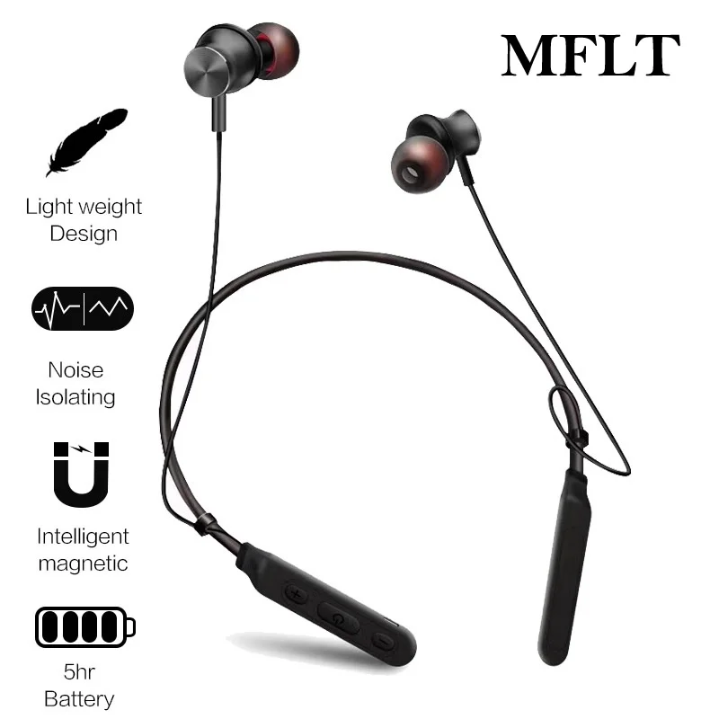 MFLT Беспроводная Спортивная гарнитура Bluetooth наушники шейные фитнес музыкальные