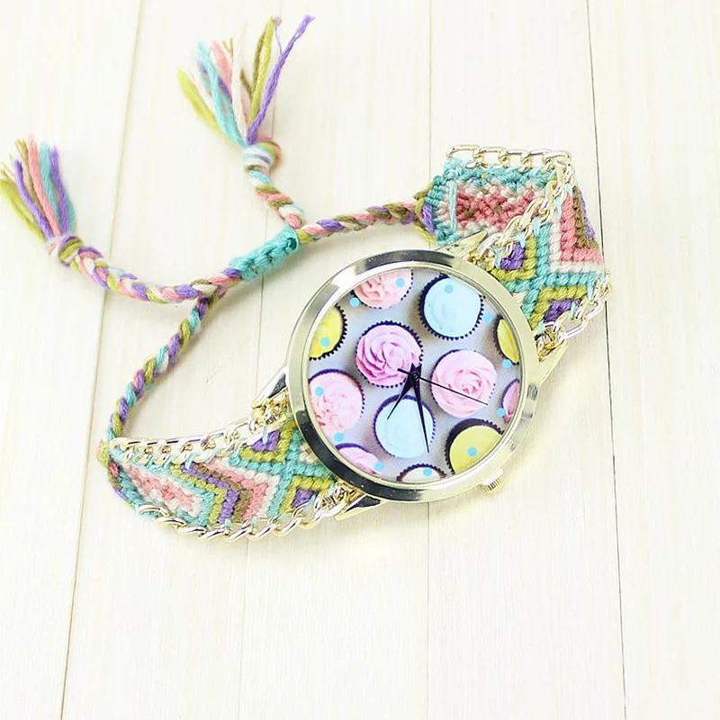 Ice Cream Handmade Braided Friendship Bracelet Watch Hand-Woven Wristwatch Ladies Quarzt Watch zegarek damski
Ice Cream Handmade Braided Friendship Bracelet Watch Hand-Woven Wristwatch Ladies Quarzt Watch zegarek damski