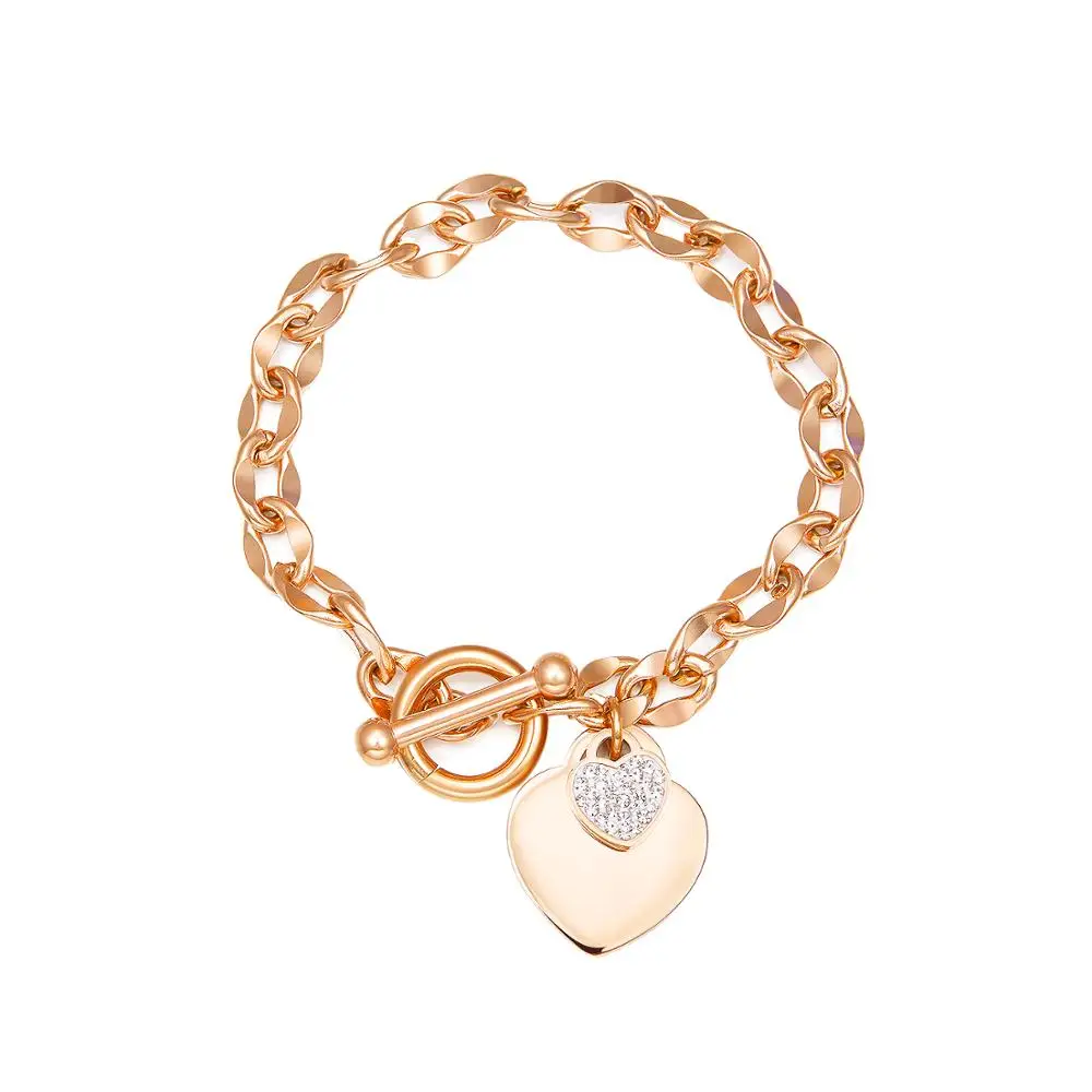 Rose Gold Color Double Heart CZ Bracelet Bangles For Women Charm Stainless Steel girl Hand Jewelry Gift OT button Dropshipping
Rose Gold Color Double Heart CZ Bracelet Bangles For Women Charm Stainless Steel girl Hand Jewelry Gift OT button Dropshipping