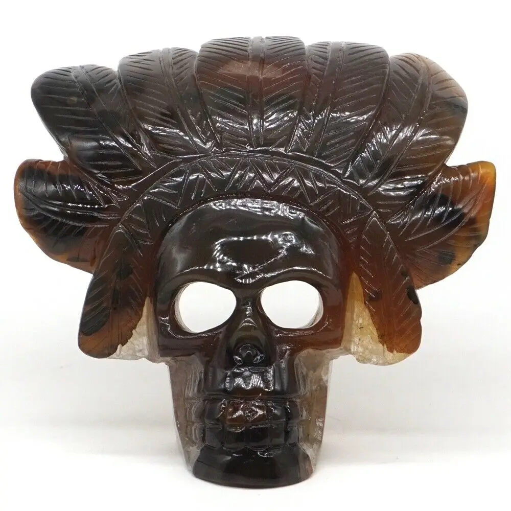 Indian Skull Head Bust Natural Gemstone Agate Carved Geode Reiki Healing Home Decor 6.14"
Indian Skull Head Bust Natural Gemstone Agate Carved Geode Reiki Healing Home Decor 6.14"