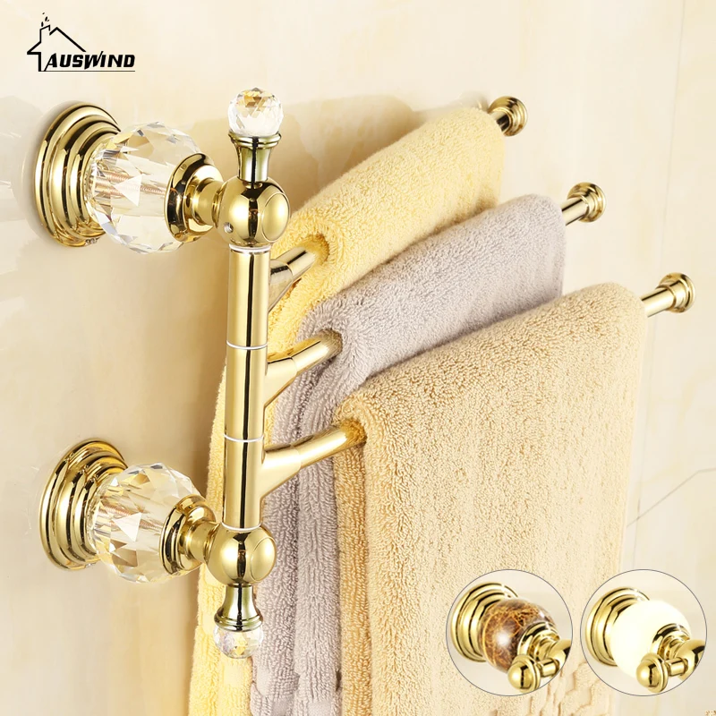 Antique Solid Brass Gold Towel Rack Crystal&Diamond Towel Bar 3 Rails 41CM Wall Mounted Towel Racks 180 Degree Bathroom Bar HW
Antique Solid Brass Gold Towel Rack Crystal&Diamond Towel Bar 3 Rails 41CM Wall Mounted Towel Racks 180 Degree Bathroom Bar HW