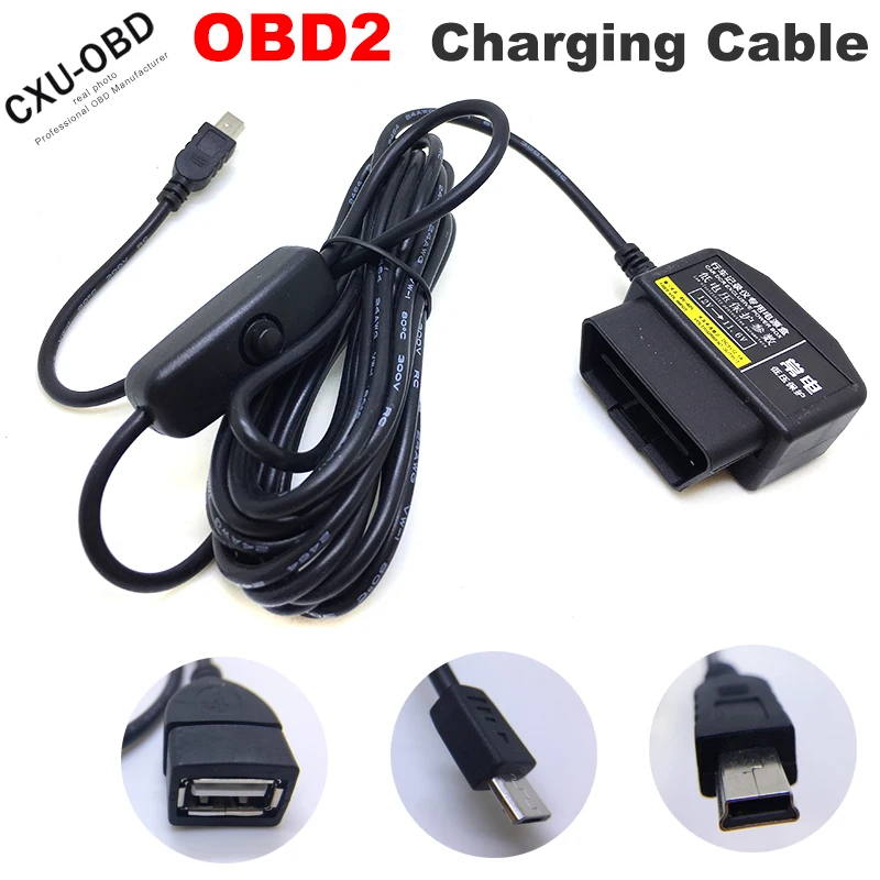 OBDII Charging Cable Micro USB or Mini USB or USB Female Power Adapter 16Pin OBD2 Connector Direct Charger Cable with switch
OBDII Charging Cable Micro USB or Mini USB or USB Female Power Adapter 16Pin OBD2 Connector Direct Charger Cable with switch