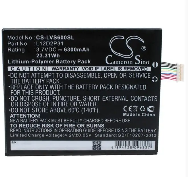 Cameron Sino 6300mAh battery for LENOVO IdeaPad S2110A IdeaTab S2110 S2110AF L11C2P31 L11M2P31 L12D2P31 Tablet Battery
Cameron Sino 6300mAh battery for LENOVO IdeaPad S2110A IdeaTab S2110 S2110AF L11C2P31 L11M2P31 L12D2P31 Tablet Battery