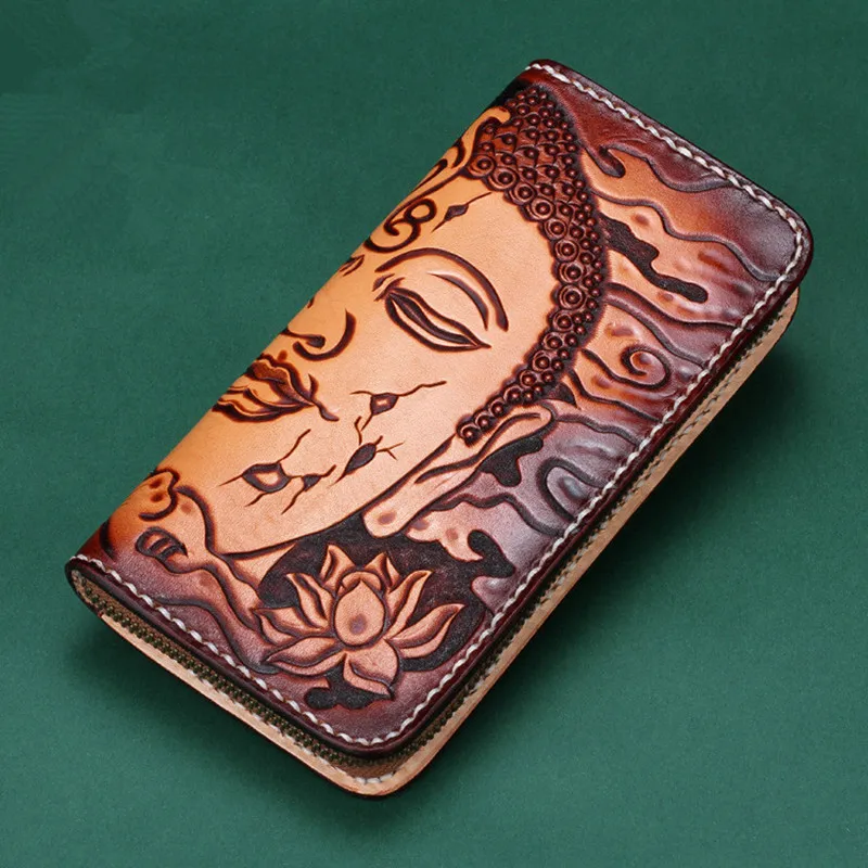 Women Genuine Leather Card Holder Wallets Sakyamuni Devil Bag Purses Men Clutch Vegetable Tanned Leather Long Wallet Gift
Women Genuine Leather Card Holder Wallets Sakyamuni Devil Bag Purses Men Clutch Vegetable Tanned Leather Long Wallet Gift