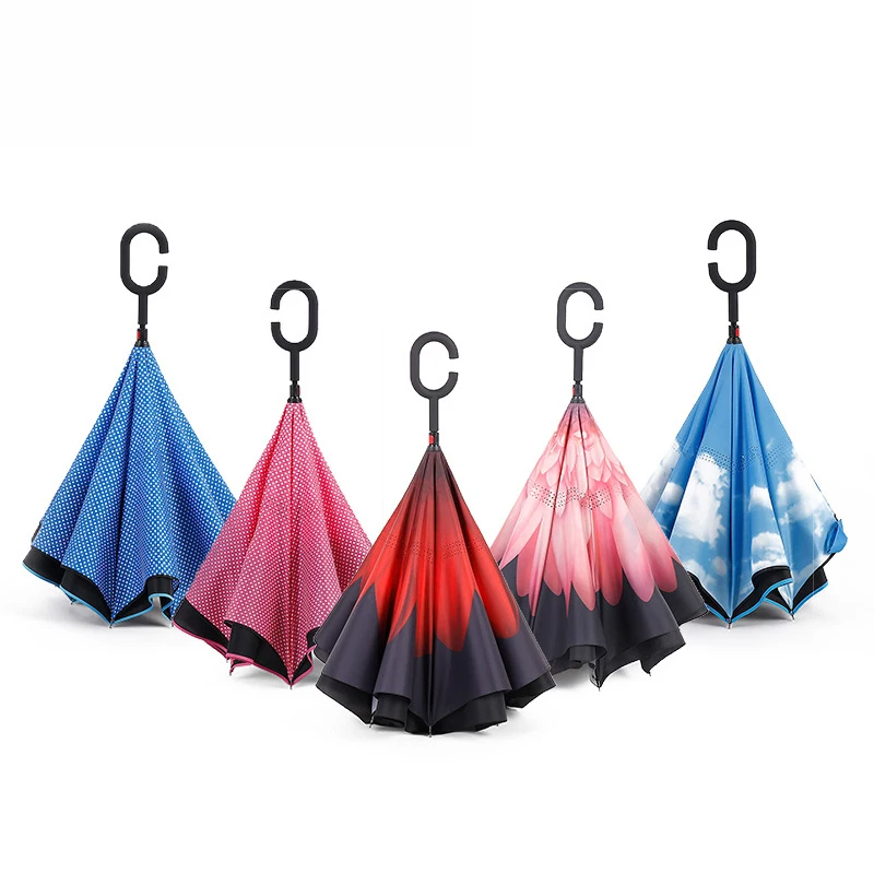 C-Hook Windproof Reverse umbrella Long Shank Inverted Double Layer Creative Self Stand Rain Protection Umbrella Drop Shipping
C-Hook Windproof Reverse umbrella Long Shank Inverted Double Layer Creative Self Stand Rain Protection Umbrella Drop Shipping