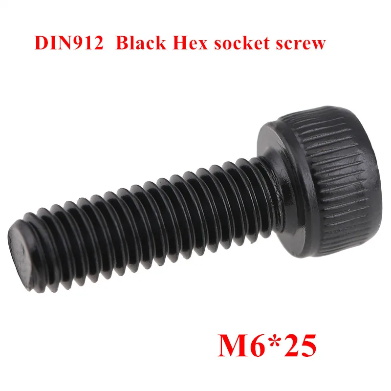 100pcs DIN912 M6*25 grade 12.9 Black Alloy Steel Hexagon Socket Screw Hex Head Cup Screw Screws Bolts
100pcs DIN912 M6*25 grade 12.9 Black Alloy Steel Hexagon Socket Screw Hex Head Cup Screw Screws Bolts