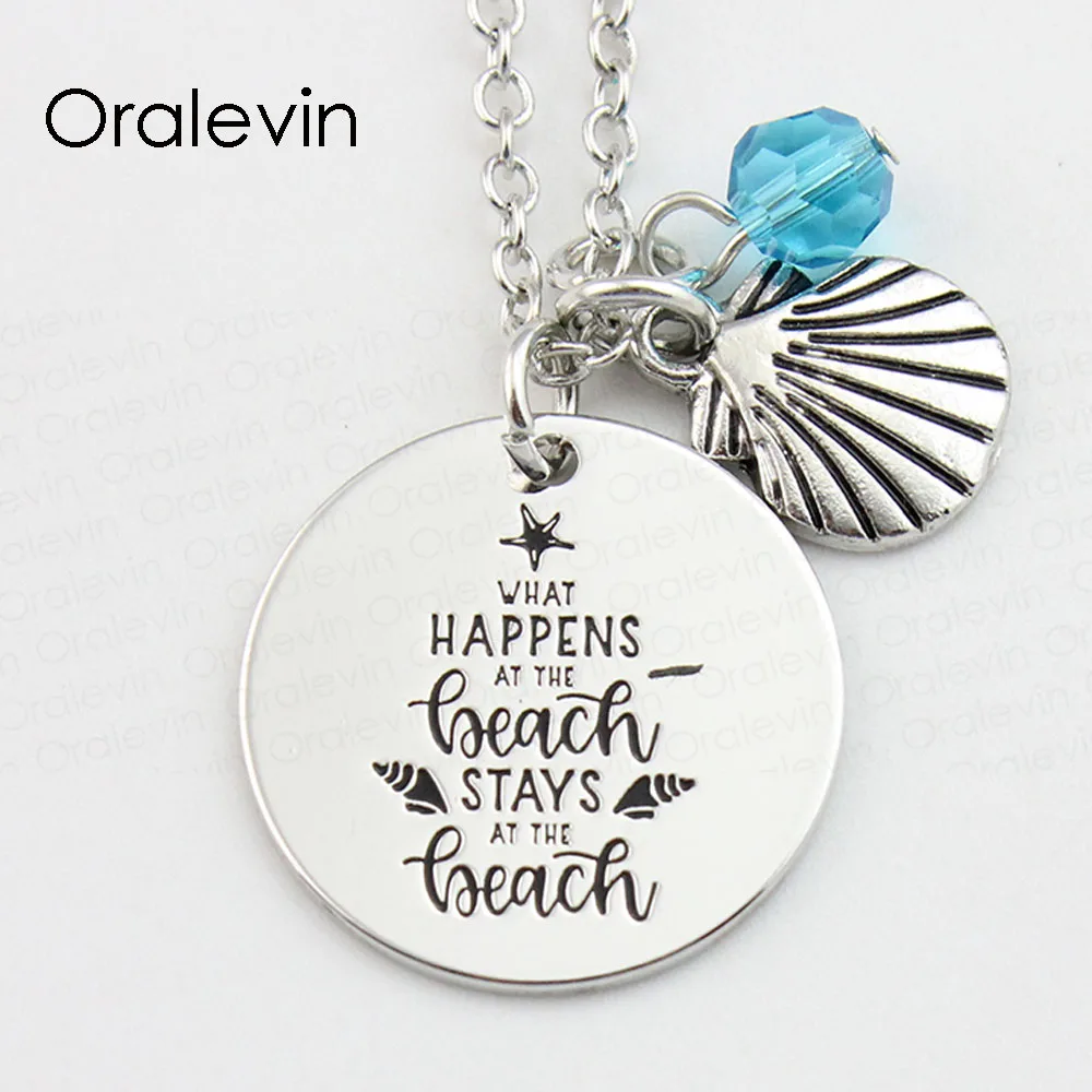 WHAT HAPPINESS AT THE BEACH STAYS AT THE BEACH Inspirational Stamped Hand Engraved Pendant Necklace Jewelry,10Pcs/Lot, #LN879
WHAT HAPPINESS AT THE BEACH STAYS AT THE BEACH Inspirational Stamped Hand Engraved Pendant Necklace Jewelry,10Pcs/Lot, #LN879
