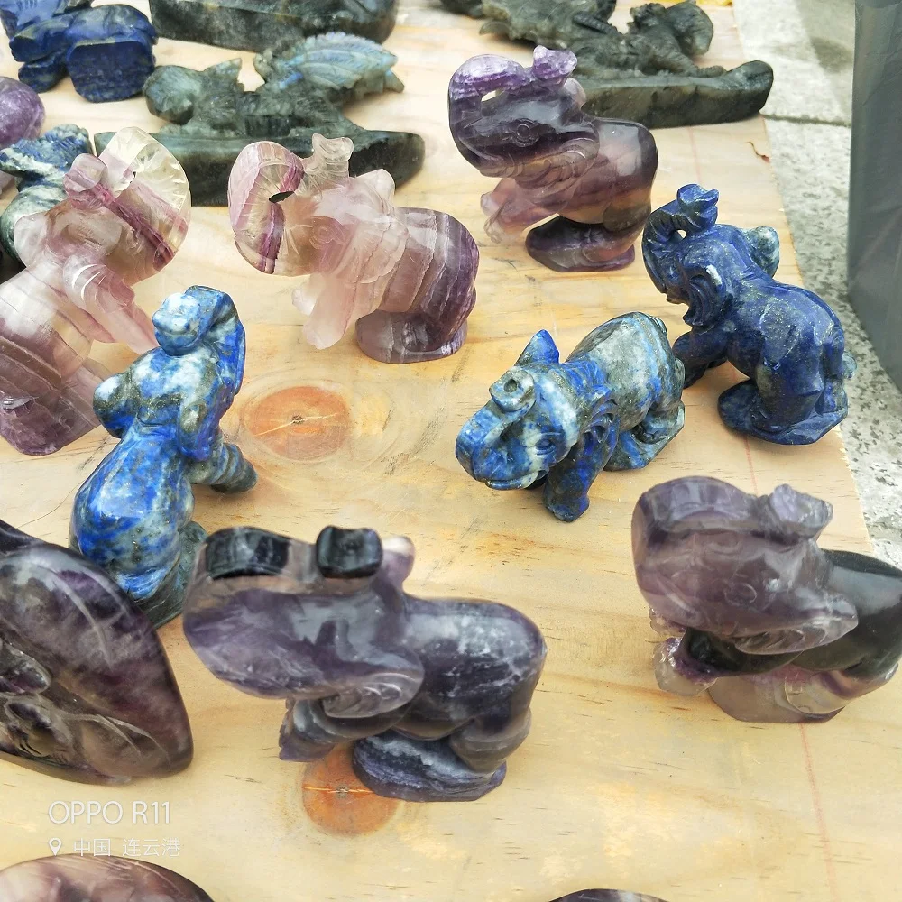 3.5" Crystal Carving Elephant Statue Natural Gemstone Fluorite Crystal Healing Figurine Home Decor
3.5" Crystal Carving Elephant Statue Natural Gemstone Fluorite Crystal Healing Figurine Home Decor