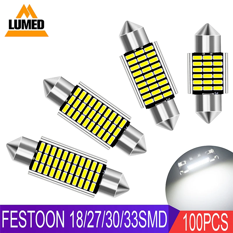 100x Car LED Light C5W 31mm 36mm 39mm 41mm 18 27 30 33 LEDs Interior Light 3014 SMD Festoon Dome Reading Lamp
100x Car LED Light C5W 31mm 36mm 39mm 41mm 18 27 30 33 LEDs Interior Light 3014 SMD Festoon Dome Reading Lamp