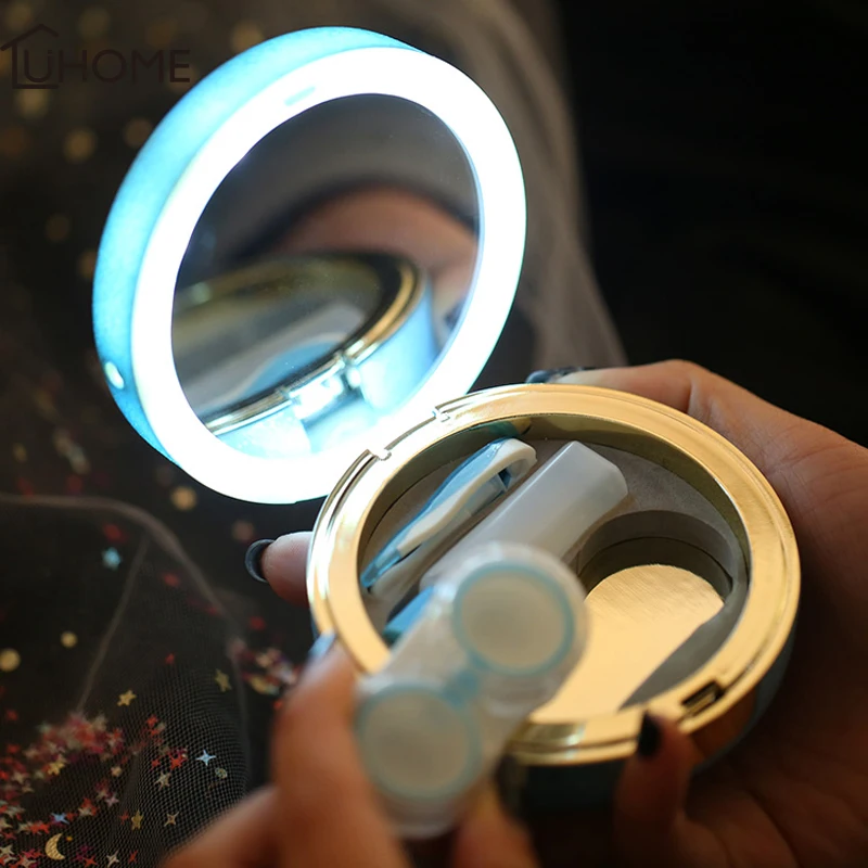 Portable Contact Lens Box with LED Lighted Makeup Mirror Women Contact Lenses Container Makeup Cosmetic Pocket Mirrors
Portable Contact Lens Box with LED Lighted Makeup Mirror Women Contact Lenses Container Makeup Cosmetic Pocket Mirrors