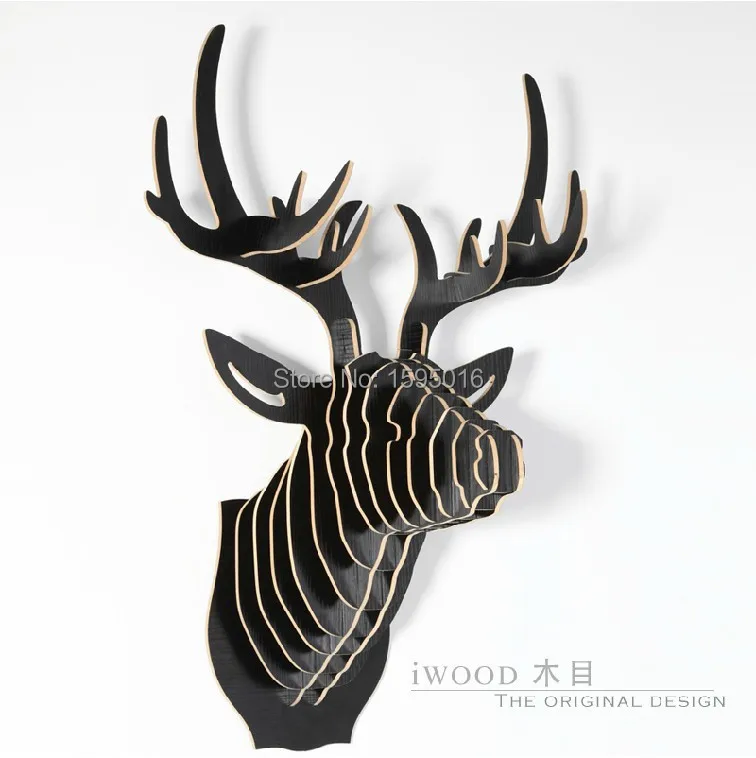 3D деревянный голова оленя nodic Европейский стиль пастырской Moose Лось Олень Caribou