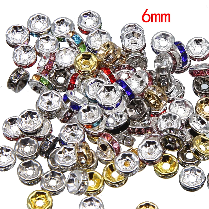 100pcs/lot 4 6 7 8 10mm Gold Silver Color Rhinestone Rondelles Crystal Bead Loose Spacer Beads for DIY Jewelry Making Accessorie
100pcs/lot 4 6 7 8 10mm Gold Silver Color Rhinestone Rondelles Crystal Bead Loose Spacer Beads for DIY Jewelry Making Accessorie