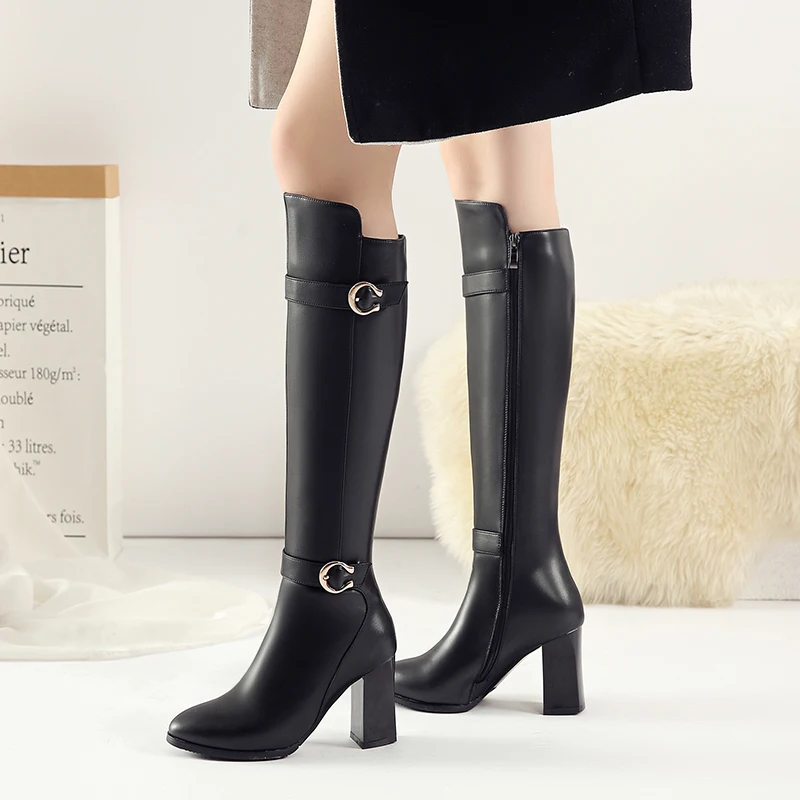 WETKISS Plus Size 32-45 High Heels Women Boot Zip Footwear Round Toe Cow Leather Female Boot Knee High Shoes Woman 2018 Winter
WETKISS Plus Size 32-45 High Heels Women Boot Zip Footwear Round Toe Cow Leather Female Boot Knee High Shoes Woman 2018 Winter