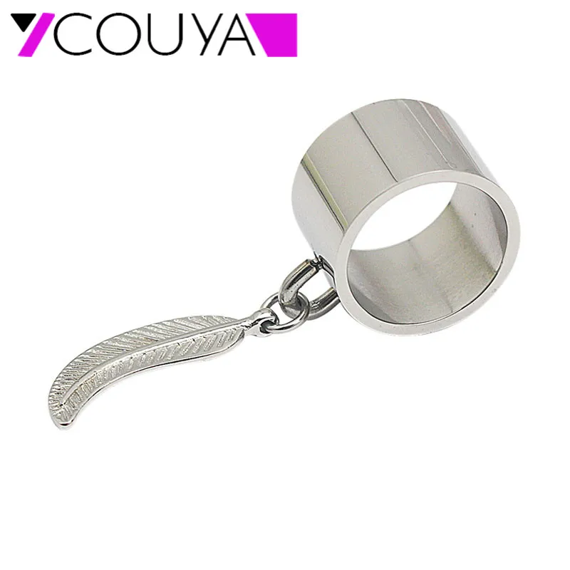 Горячая Нержавеющая сталь перо очаровательные кольца шириной Acier Bague кулон в
