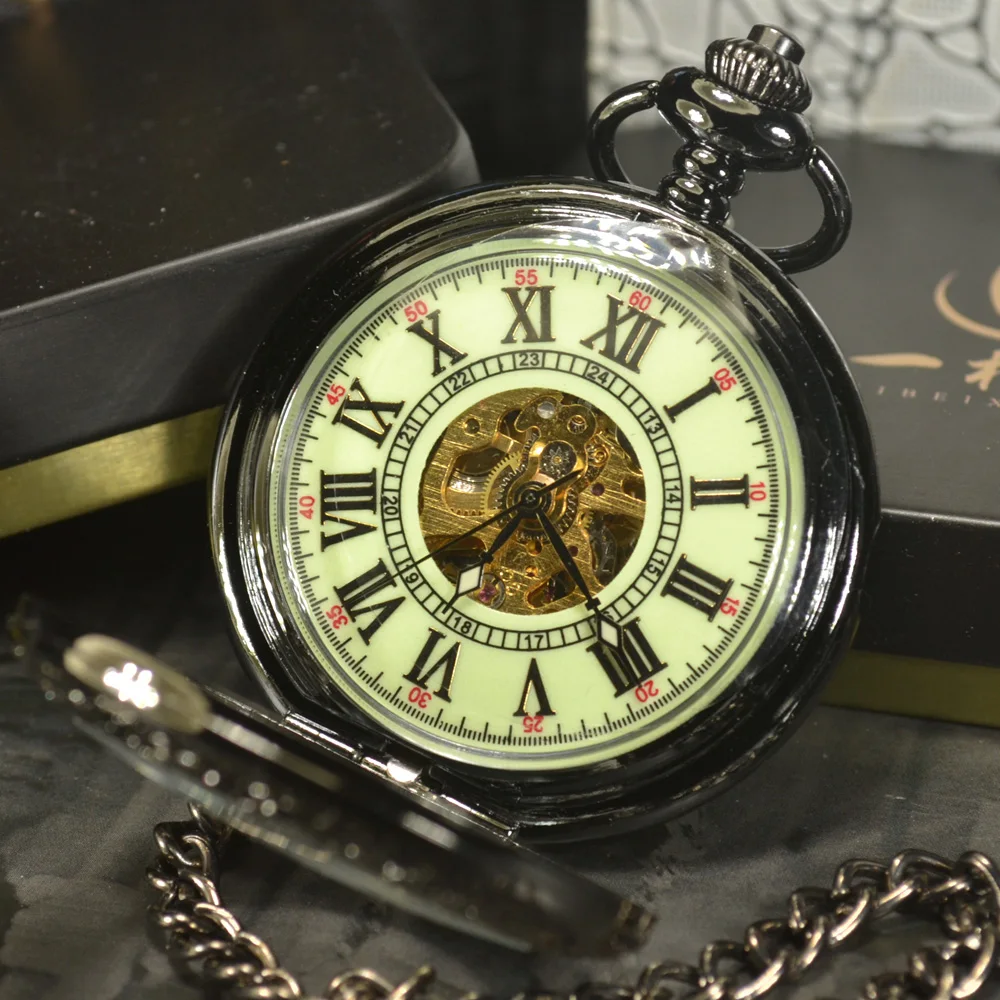 TIEDAN стимпанк Скелет Механические карманные часы для мужчин Античный роскошный
