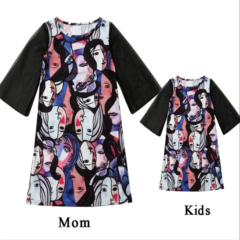 Мини-платье в японском стиле для мамы и дочки пэчворк Женский пуловер с