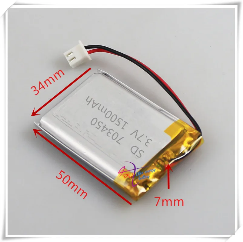 Литий-полимерный аккумулятор, литий-ионный аккумулятор для домашнего интерьера, 2,54 дюйма, 703448, 1500 мАч, 3,7 В, 703450