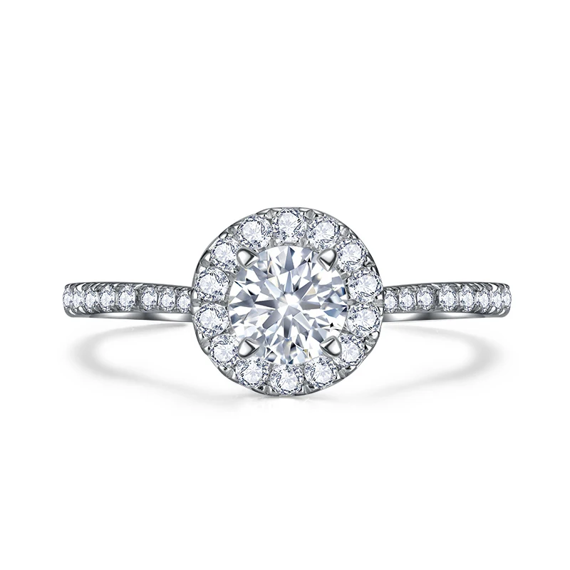 

0,195 карат 3,5 мм настоящее кольцо с натуральным бриллиантом Halo обручальное свадебное кольцо для невесты 14k белое золото с боковым камнем брил...