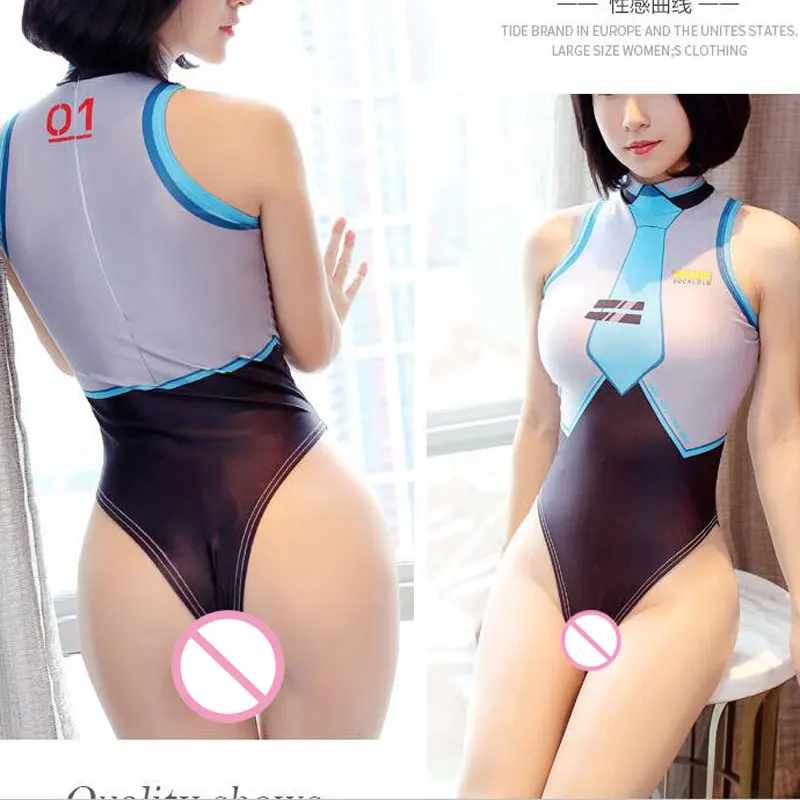 Cosplay Anime MIKU Hatsune Bodysuit Crotchless Tight Erotic Lingerie Tie Printed Femme Sleeveless Open Crotch Body Sexy Costume
Cosplay Anime MIKU Hatsune Bodysuit Crotchless Tight Erotic Lingerie Tie Printed Femme Sleeveless Open Crotch Body Sexy Costume