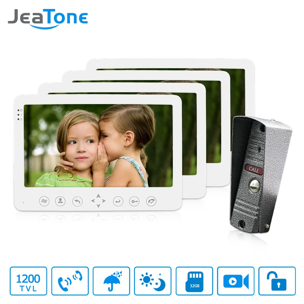 JeaTone 7 дюймовый цветной ЖК дисплей Проводная 1200TVL Ночная камера видеодомофон