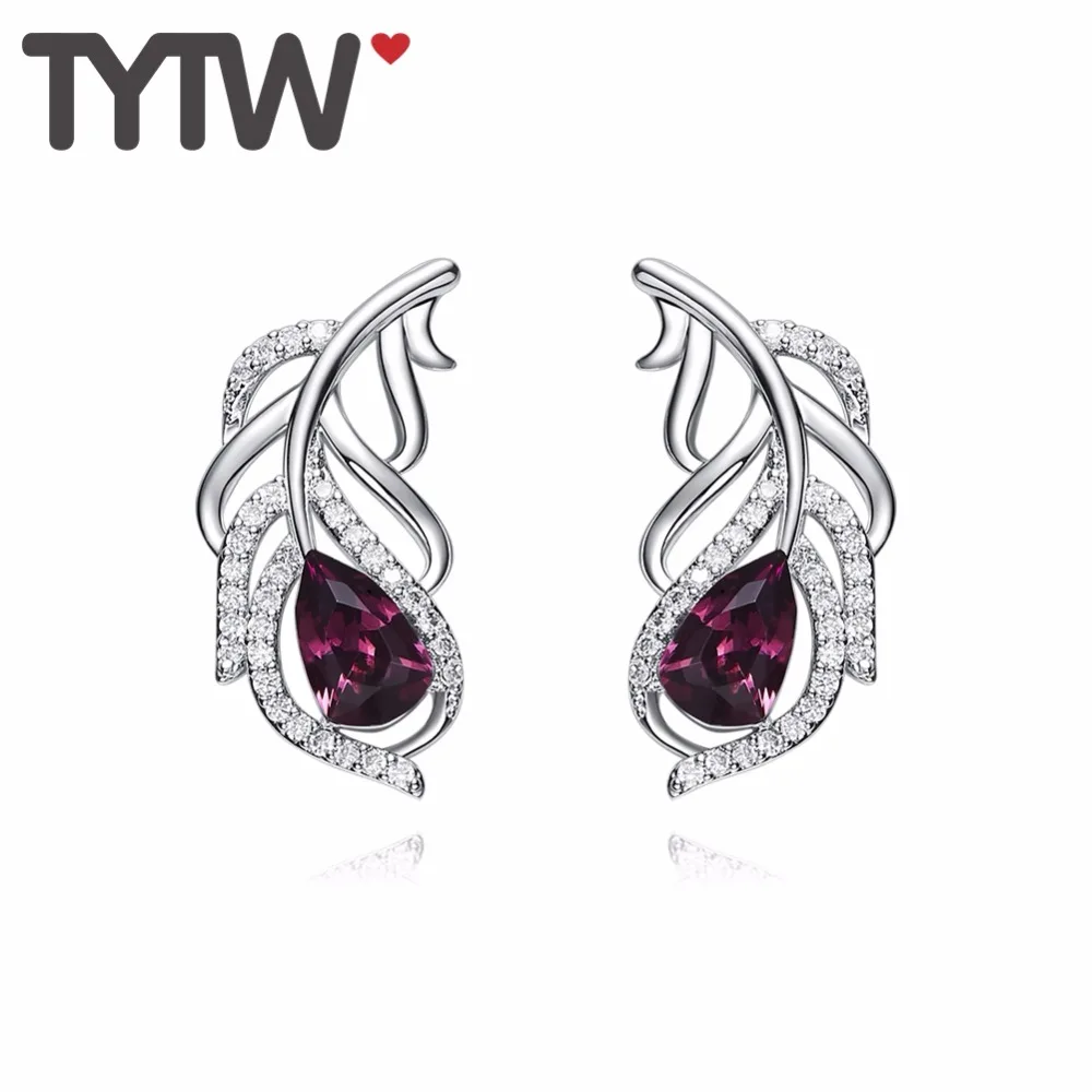 Женские серьги гвоздики TYTW из серебра 925 пробы с кристаллами|Серьги-гвоздики| |