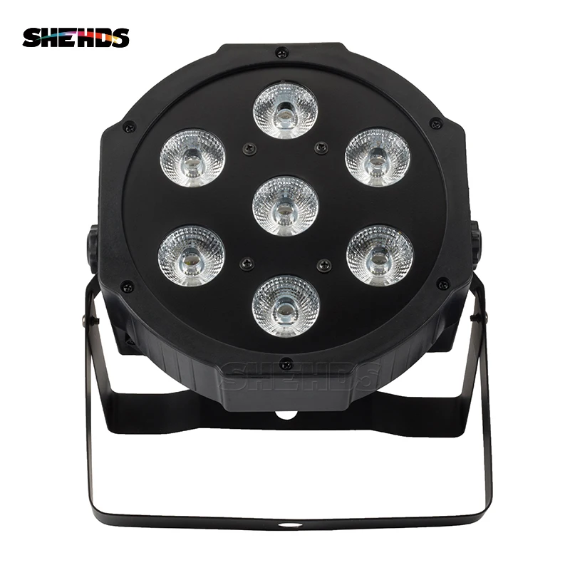 SHEHDS 4 шт./лот хит продаж LED плоский Par 7x18 Вт RGBWA + UV 6IN1 DMX512 сценическое освещение для