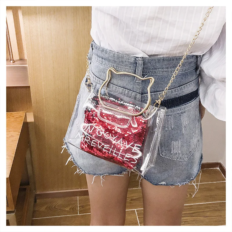 Sac Transparent Femme Clear Purse Women Messenger Bags 2019 New Fashion Chain Sequins Laser Jelly Luxury Shoulder Bag WWJ341
Sac Transparent Femme Clear Purse Women Messenger Bags 2019 New Fashion Chain Sequins Laser Jelly Luxury Shoulder Bag WWJ341