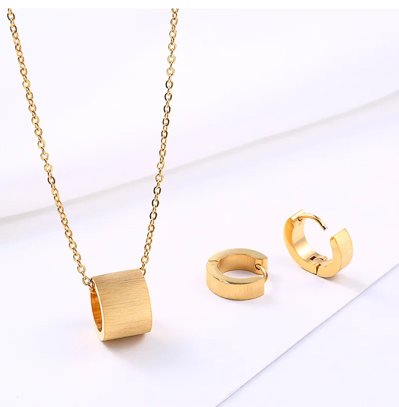 Fashion Geometric Gold Color Hoop Earrings Necklace Stainless Steel Round Circle Jewelry Set Female Gift Wedding
Fashion Geometric Gold Color Hoop Earrings Necklace Stainless Steel Round Circle Jewelry Set Female Gift Wedding
