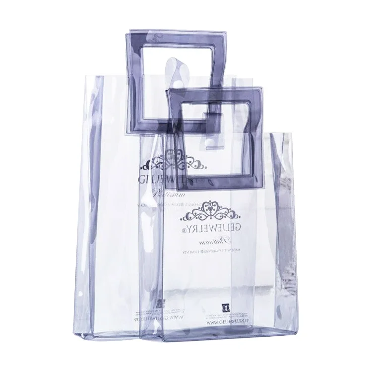 Personalized Clear PVC Shopping Totes Bags with Square Handles Available for Custom
Personalized Clear PVC Shopping Totes Bags with Square Handles Available for Custom
