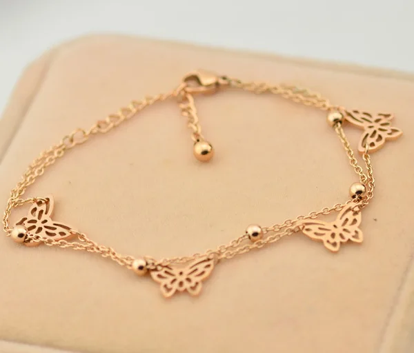 YUN RUO Rose Gold Color Piercing Double Line Butterfly Bracelet Titanium Steel Fine Jewelry Birthday Gift Free Shipping Not Fade
YUN RUO Rose Gold Color Piercing Double Line Butterfly Bracelet Titanium Steel Fine Jewelry Birthday Gift Free Shipping Not Fade