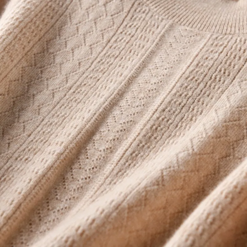 Women's 100% Wool Half Turtleneck Short Sleeve Knitted Hallow Out T-shirt Pullover Base Tee Sweater Jumper High-end Pure Merino
Women's 100% Wool Half Turtleneck Short Sleeve Knitted Hallow Out T-shirt Pullover Base Tee Sweater Jumper High-end Pure Merino