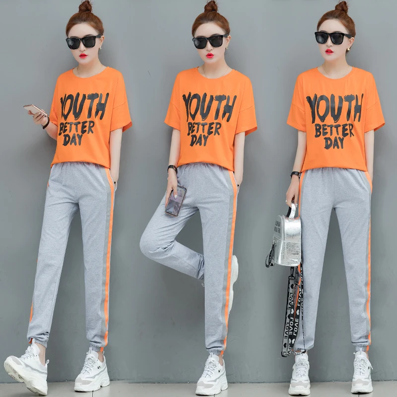 Korean fashion leisure women loose top & pants casual suit student short-sleeved sweatshirt summer new two-piece clothing set
Korean fashion leisure women loose top & pants casual suit student short-sleeved sweatshirt summer new two-piece clothing set