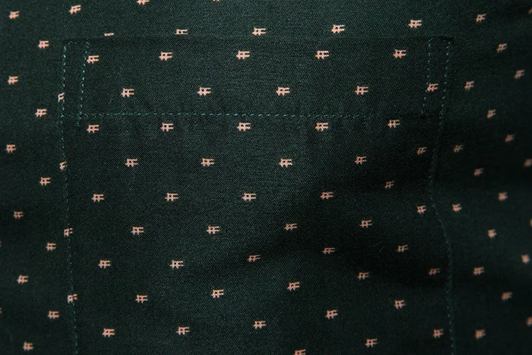 2019 Autumn New Men's Slim Fit Printed Shirt dark green Spot Dot Print Male Long Sleeve Plus Size M-5XL | Мужская одежда