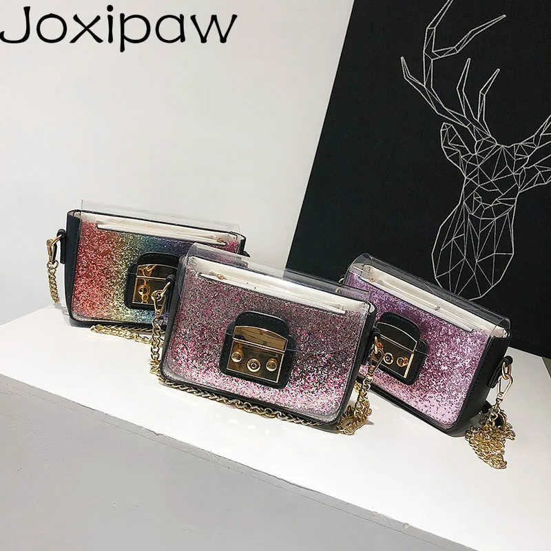 Rainbow Sequins Women Messenger Shoulder Bag Transparent Jelly Shiny Small Square Flap Bag Colorful Bling Glitter Female Handbag
Rainbow Sequins Women Messenger Shoulder Bag Transparent Jelly Shiny Small Square Flap Bag Colorful Bling Glitter Female Handbag
