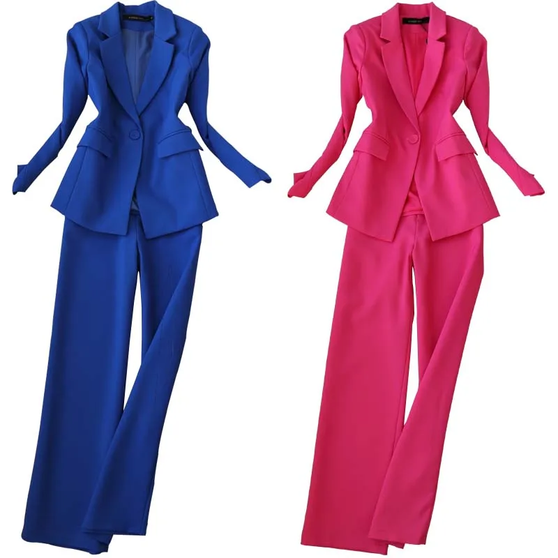 Women solid color Blazer Pant Suits Two-piece Long Sleeve Suit Jacket & Wide leg pants 2 Piece Sets Office Lady Sets Work Set
Women solid color Blazer Pant Suits Two-piece Long Sleeve Suit Jacket & Wide leg pants 2 Piece Sets Office Lady Sets Work Set