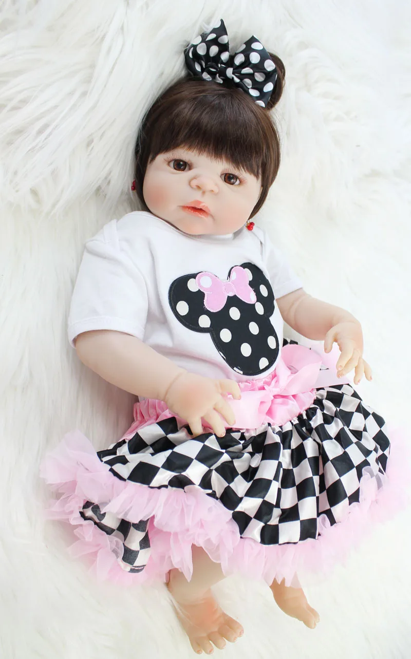 

55cm Full Body Silicone Reborn Baby Doll Toy Lifelike Vinyl Newborn Princess Babies Girl Bonecas Bebe Alive Bathe Play House Toy