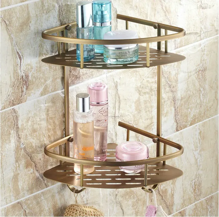 Beelee BL9170A Antique Elegant Double Shelves Brass Material Bathroom Shelf Bathroom Storage Wall Mounted Baskets Corner
Beelee BL9170A Antique Elegant Double Shelves Brass Material Bathroom Shelf Bathroom Storage Wall Mounted Baskets Corner