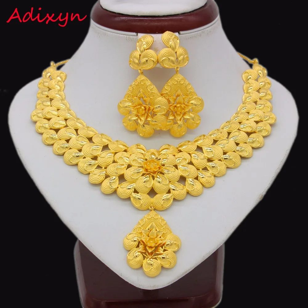 Adixyn Gold Flowers Necklace Earrings Set Jewelry Women Girls Gold Color Romantic Arab/Ethiopian/African Wedding Accessories
Adixyn Gold Flowers Necklace Earrings Set Jewelry Women Girls Gold Color Romantic Arab/Ethiopian/African Wedding Accessories