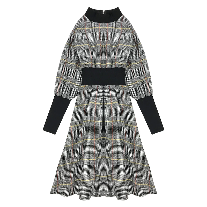 PERHAPS U Vintage Tweed Plaid Black Khaki Stand Collar Midi Dress Autumn Winter Elegant Puff Sleeve D0863 Back Zipper
PERHAPS U Vintage Tweed Plaid Black Khaki Stand Collar Midi Dress Autumn Winter Elegant Puff Sleeve D0863 Back Zipper