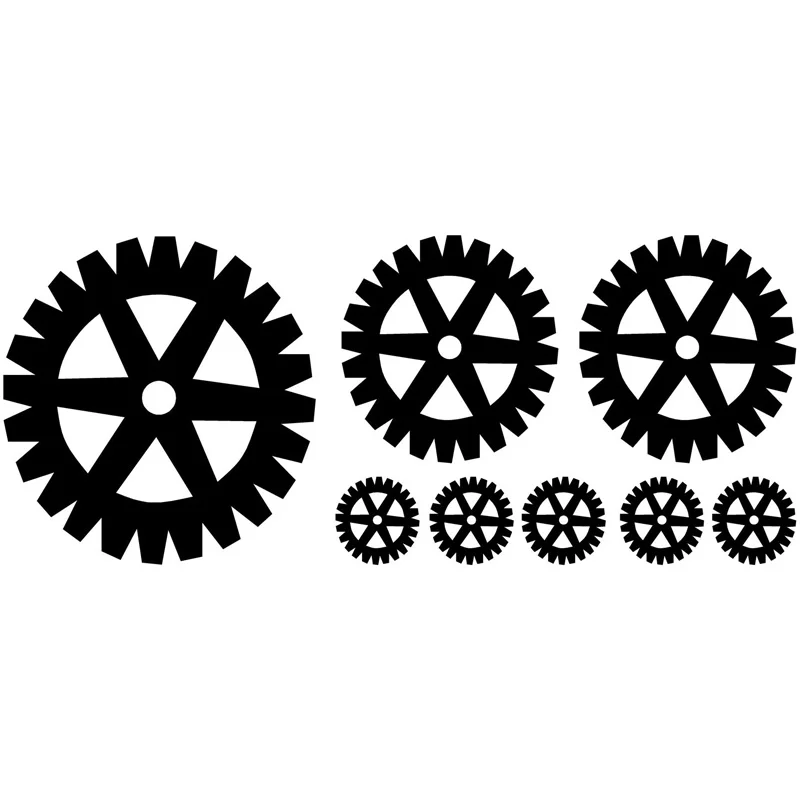 

22.8cm*9.5cm Set 8 Gear Gears Steampunk Fashion Car Stickers Decals Black/Silver S3-4835